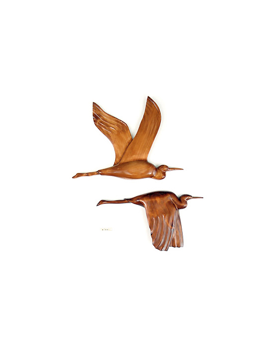 Le vol du heron en bois noble 60 cm